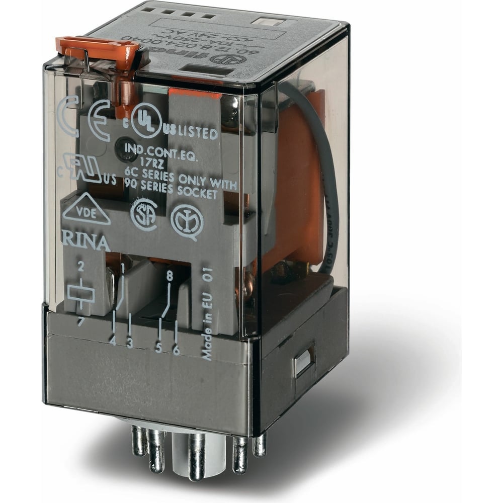 Универсальное реле Finder 2 перекидных контакта 10А, 230В AC, 8 ...