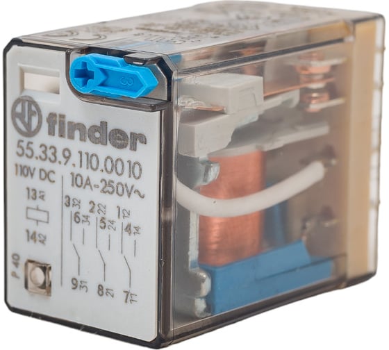 Промежуточное реле Finder 3 перекидных контакта 10А, 110В DC 553391100010