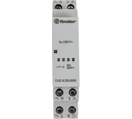 Модульное электронное импульсное реле Finder, 1НО контакт 16А 230В AC, 138182300000
