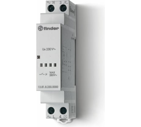 Модульное электронное импульсное реле Finder 1НО контакт 16А, 230В AC 138182300000