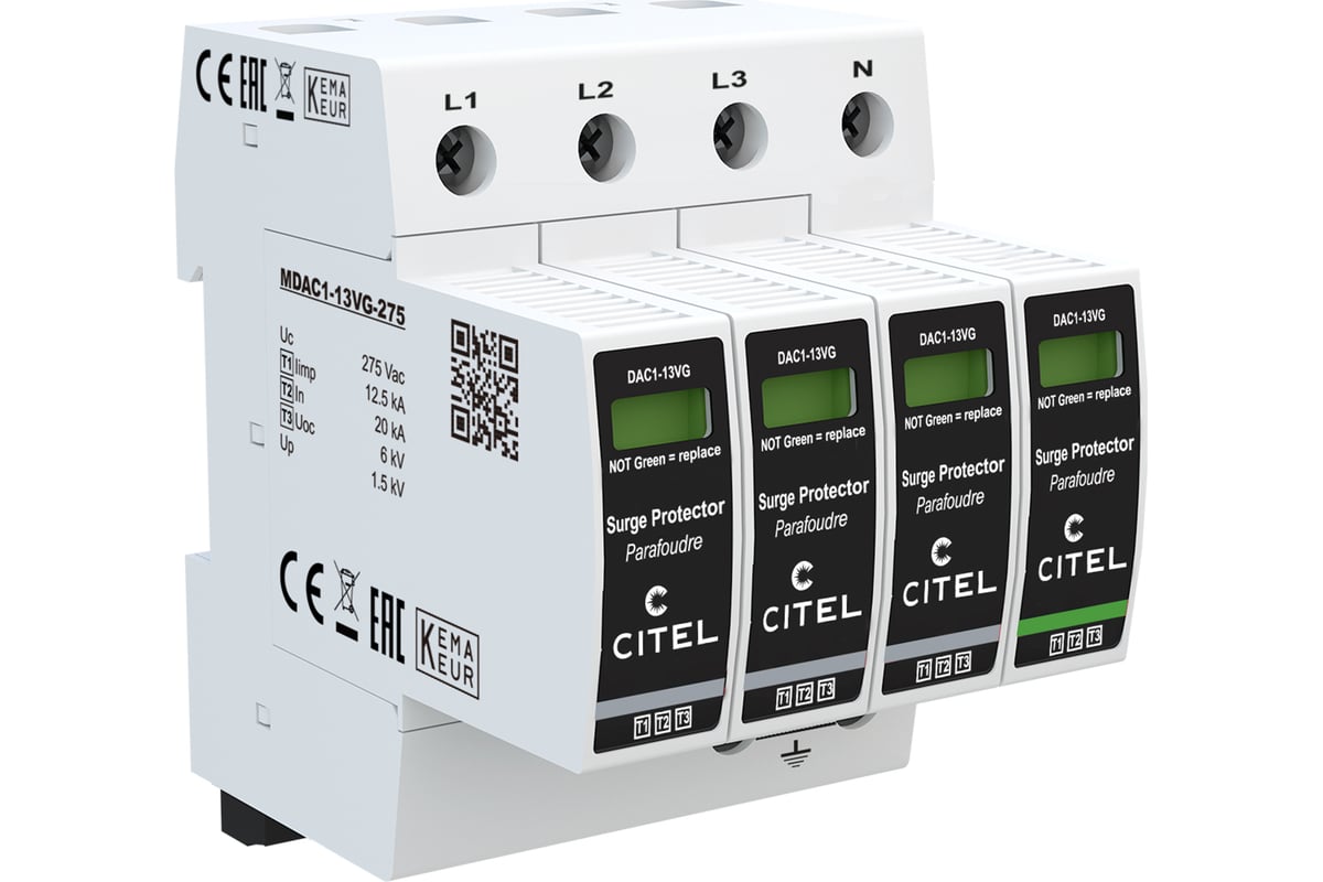 Устройство защиты от импульсных перенапряжений CITEL УЗИП тип 1+2+3  DAC1-13VGS-31-275 821730244 - выгодная цена, отзывы, характеристики, фото -  купить в Москве и РФ