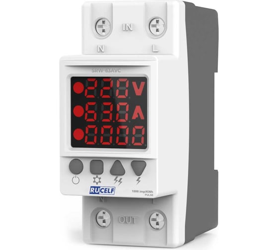 Реле напряжения и тока RUCELF SRW-63AVC со счетчиком КА-00010283 1