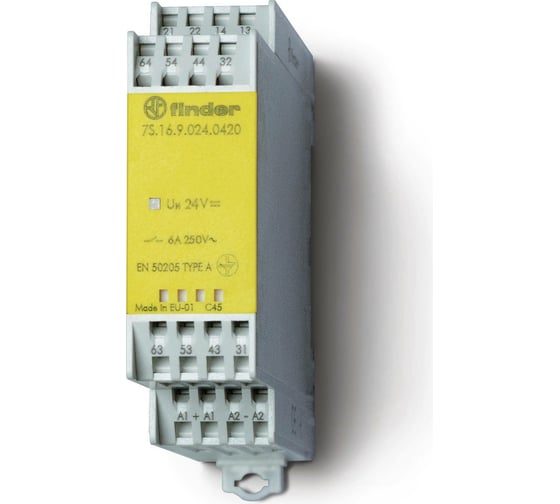 Модульное реле безопасности Finder 4NO + 2NC 24VDC, 7S1690240420 1