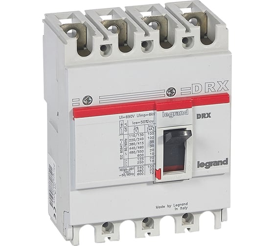 Автоматический выключатель Legrand DRX250 термомагнитный 160A, 4П, 36kA 027233 1