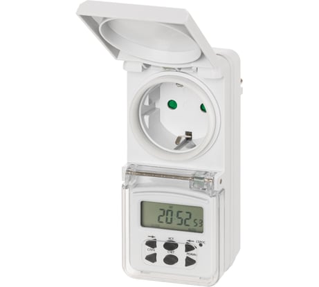 Розеточный таймер TDM ELECTRIC ТРЭ-02-1 мин/7дн-10on/off-8А-IP44 недельный, защита от влаги SQ1506-0005