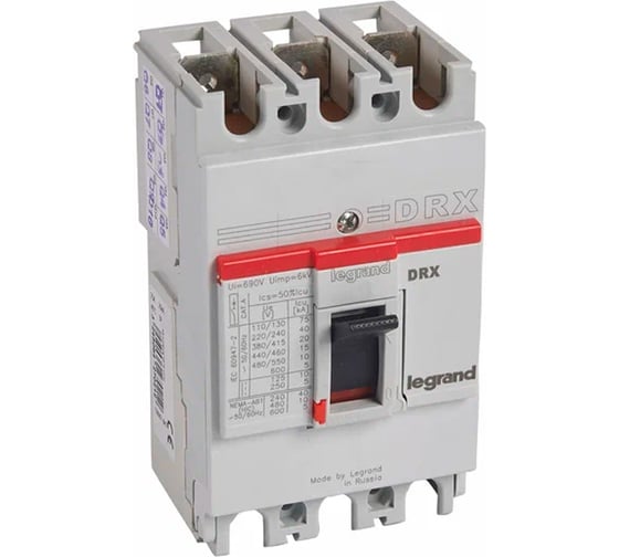 Автоматический выключатель Legrand Drx125 фиксированный 60a 3p 36кА 027066 1