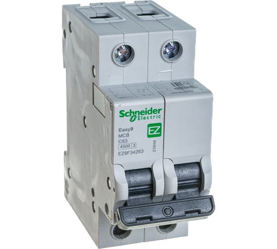 Автоматический выключатель Schneider Electric EASY 9 2П 63А С 4,5кА 230В, S EZ9F34263