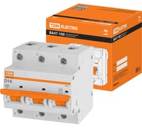 Автоматический выключатель TDM ELECTRIC ВА47-100 3Р 16А 10кА х-ка D SQ0207-0024