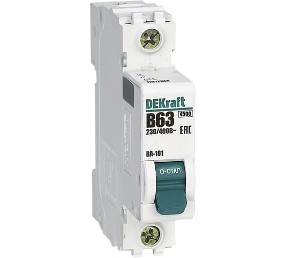 Выключатель автоматический модульный Kraft 1п B 63А ВА-101 4.5кА 11012DEK 152500 12 шт 4620007060249 1