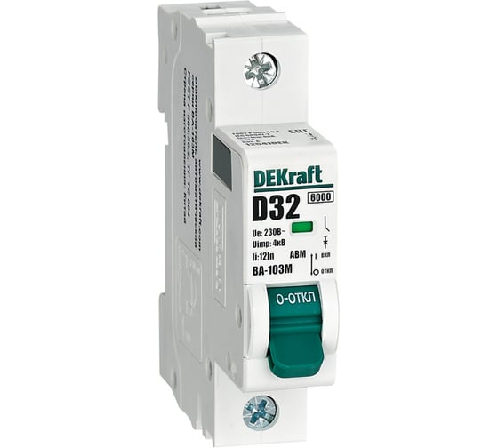 Автоматический выключатель без теплозащиты Dekraft 1P 32А характеристика D 6кА ВА-103M 12541DEK 12 шт 4680409018033 1