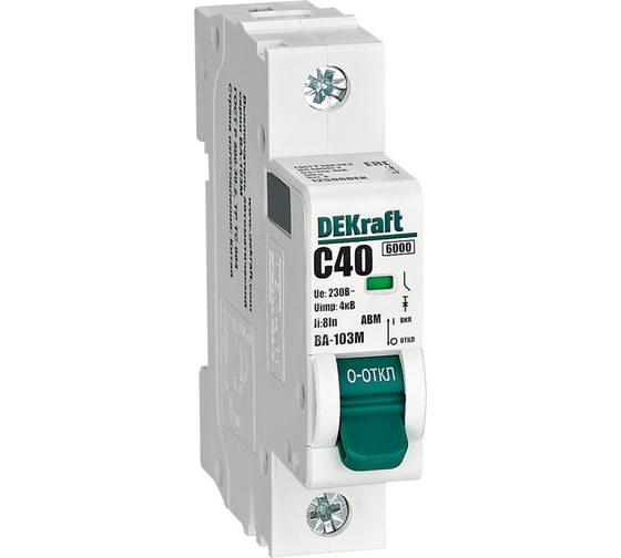 Автоматический выключатель без теплозащиты Dekraft 1P 40А характеристика C 6кА ВА-103M 12506DEK 12 шт 4680409017555 1