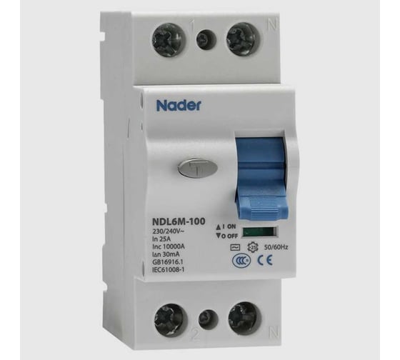 Устройство защитного отключения Nader NDL6M-100 63/2P/30mAA 133100040 1