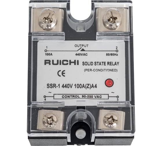 Твердотельное реле: SSR-1 RUICHI 440V 100A(Z)A4 (90-280v) 60935