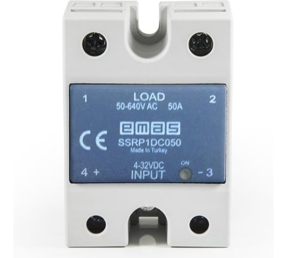 Твердотельное реле Emas 4-32 VDC, 1 фаза, 50-640V AC, 50A, монтаж на панели SSRP1DC050 1