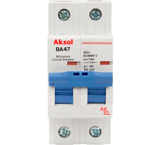 Выключатель автоматический AKEL ВА47-MCB-L-AKSOL-2P-D16-AC 2P/16A/D/15kA 504216 1