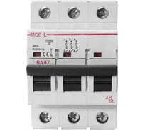Выключатель автоматический Akel ВА47-MCB-L-3P-C6-AC 3P/6A/C/10kA/230VAC/10kA/400VAC 404082