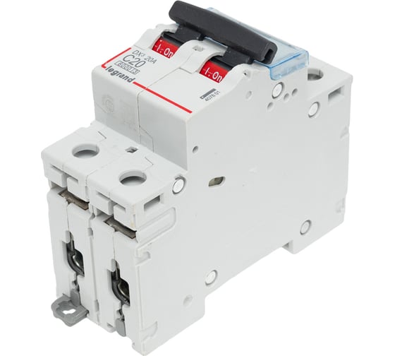Автоматический выключатель Legrand DX3 6000 - 10 кА - тип C - 2П - 20 А - 2 модуля 407801