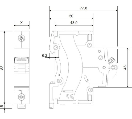 Автоматический выключатель Legrand TX3 6000 - 10 кА - тип C - 3П - 50 А - 3 модуля 403949
