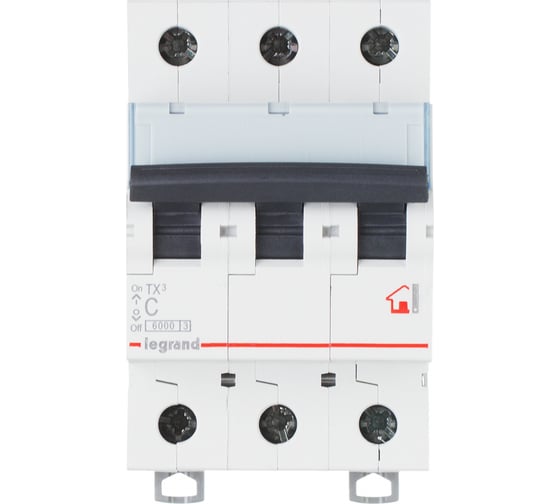 Автоматический выключатель Legrand TX3 6000 - 6 кА - тип B - 3П - 63 А - 3 модуля 404006 1
