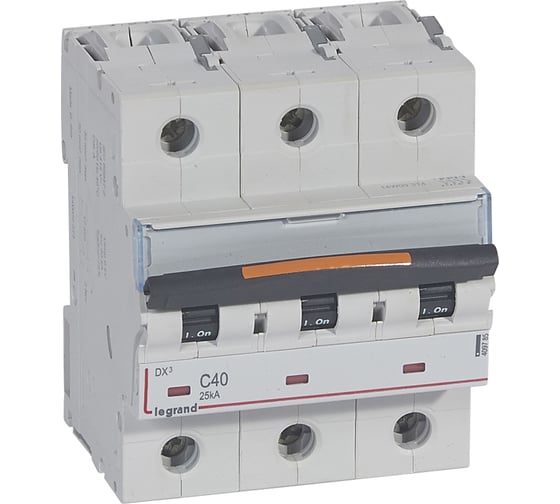Автоматический выключатель Legrand DX3 - 25 кА - тип С - 3П - 40 А - 4,5 модуля 409785 1