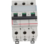 Автоматический выключатель Legrand DX3 6000 - 10 кА - тип D - 3П - 25 А - 3 модуля 408091