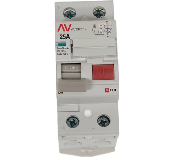 Устройство защитного отключения EKF DV 2P 25А/ 10мА AC AVERES rccb-2-25-10-ac-av