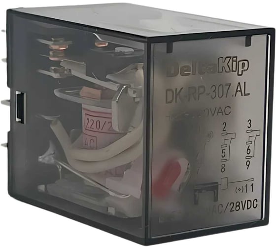 Промежуточное реле DELTAKIP DeltaKip серии DK-RP (307.AL, 3 контакта, 220V AC) 10шт DK-K0000098_10 1
