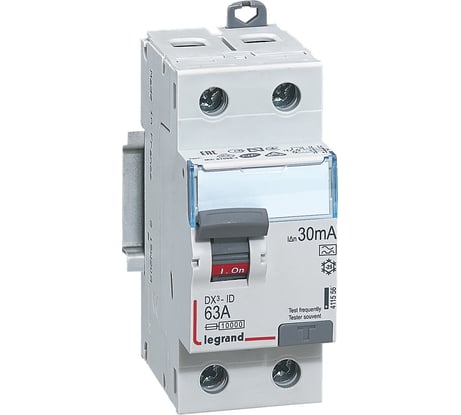 Выключатель дифференциального тока Legrand DX3ID 2П 63 А тип A 30 мА 2 модуля 411556