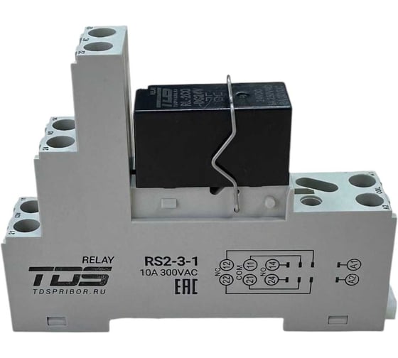 Промежуточное реле с колодкой TDS RS2-3-1, 2 перекидных контакта, DC 24В/8А TDS60960 1