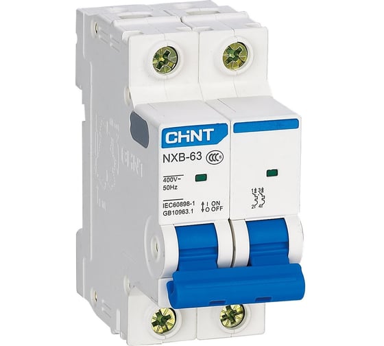 Автоматический выключатель CHINT NXB-63 2P 2А 6кА х-ка C (R) 814087 1