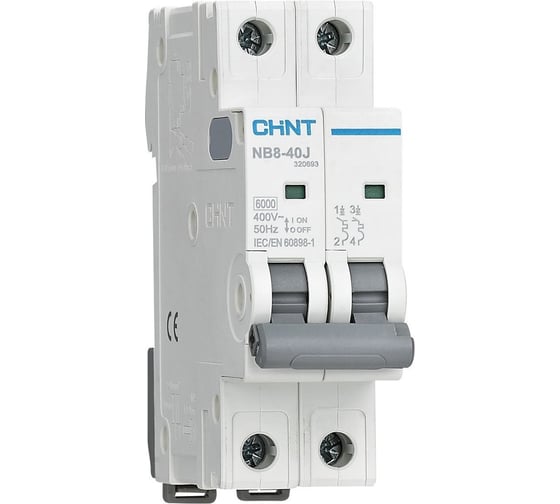 Автоматический выключатель CHINT NB8-40J 2P 16А 6кА х-ка C (R) 320689 1