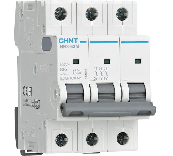 Автоматический выключатель CHINT NB8-63M 3P 10А 10кА х-ка K без тепл. расцеп. (R) 320841 1