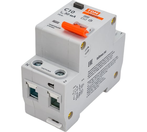 АВДТ TDM 32 2P(1P+N) C10А 30мА 4,5кА тип АС SQ0202-0501