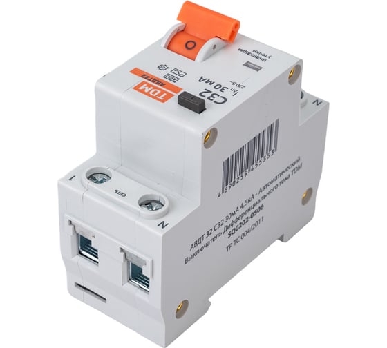 АВДТ TDM ELECTRIC 32 2P(1P+N) C32А 30мА 4,5кА тип АС SQ0202-0506