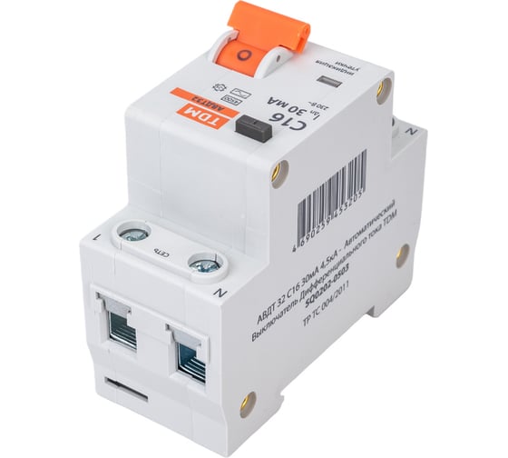 АВДТ TDM 32 2P(1P+N) C16А 30мА 4,5кА тип АС SQ0202-0503