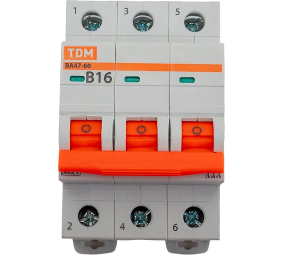 Автоматический выключатель TDM ELECTRIC ВА47-60 3Р 16А 6кА х-ка В SQ0223-0042