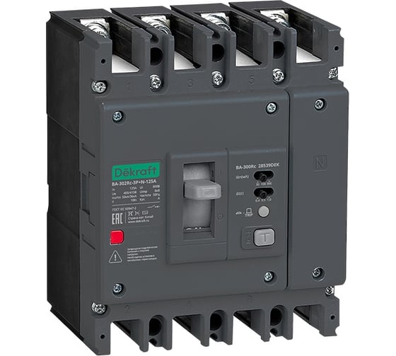 Силовой автоматический выключатель Dekraft ВА-302Rc Inst 3P+N 40А 50кА 30/100/300мА 28524DEK 1