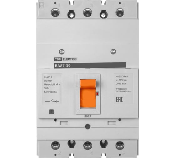 Автоматический выключатель TDM ELECTRIC ВА87-39 3Р 400А 55кА SQ0751-0022