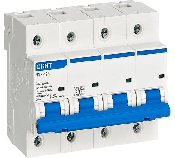 Автоматический выключатель CHINT NXB-125 4P 80А 10кА характеристика C (R) 816147 1