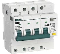 АВДТ ДИФ-103 Dekraft 3P+N, 10 А, 30 мА, тип A, кривая отключения C, 4.5 кА, 16641DEK