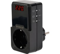 Реле напряжения для розетки регулируемое STEKKER VPR-200B, 230В, 16A, черный 50690