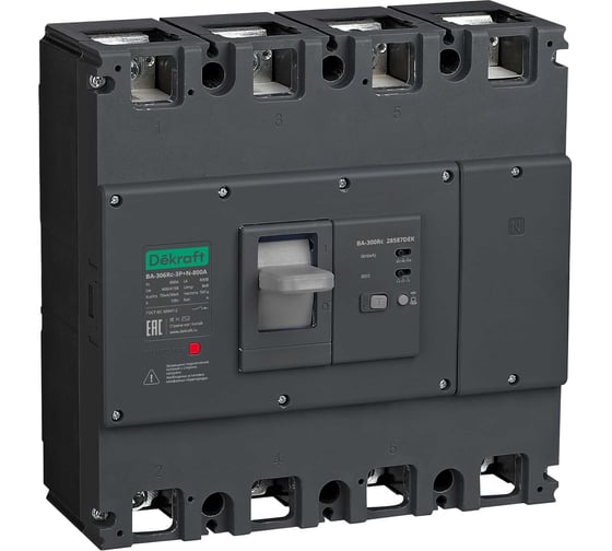 Силовой автоматический выключатель Dekraft ВА-306Rc Inst, 3 P, 630 А, 70 кА, 300/500/1000 мА 28574DEK 1