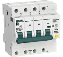 Автоматический выключатель дифференциального тока (АВДТ) Dekraft 3P+N 6А 300мА AC х-ка D ДИФ-103 4.5кА 16703DEK