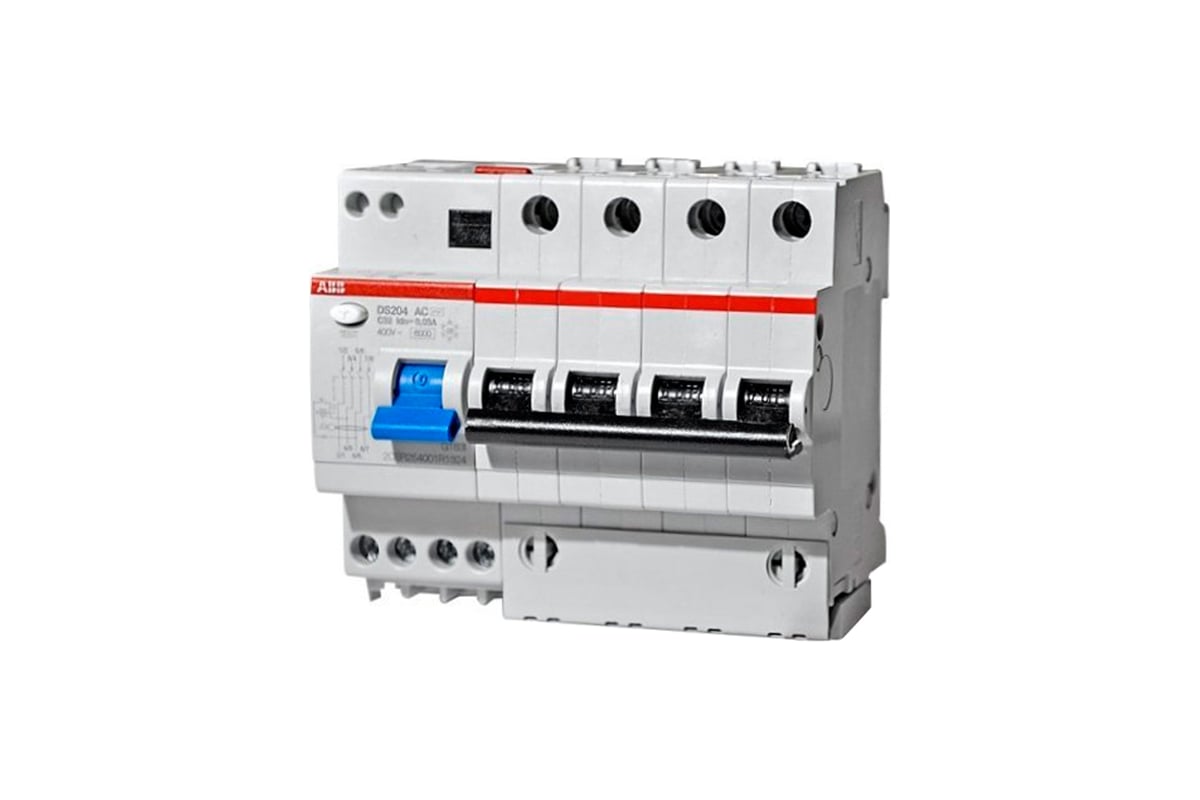 Автоматический выключатель дифференциального тока ABB DS204 6 модулей ...
