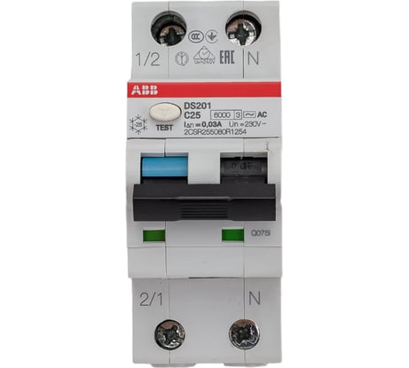 Автоматический выключатель дифференциального тока ABB DS201 C25 AC30 2CSR255080R1254