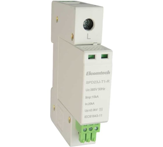 Устройство защиты импульсных перенапряжений ELCOMTECH T1 1P 50kA 385V SPD23J-T1-1P15AC385R УТ-00039059 1
