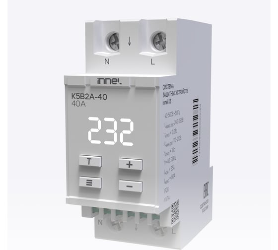 Реле контроля напряжения innel K5B2A с механически объединенным разрывом L и N 40А K5B2A-40