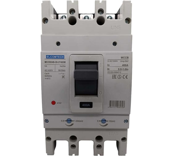 Автоматический выключатель в литом корпусе ELCOMTECH MCCB24B-50-3T400N, 3P 400A 50kA, с термомагнитным расцепителем УТ-00033923
