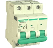 Автоматический выключатель миниатюрный TENGEN TGB1N-63-3PC63 модульный выключатель 3P 63 6kA 3х модуль УТ-00026912