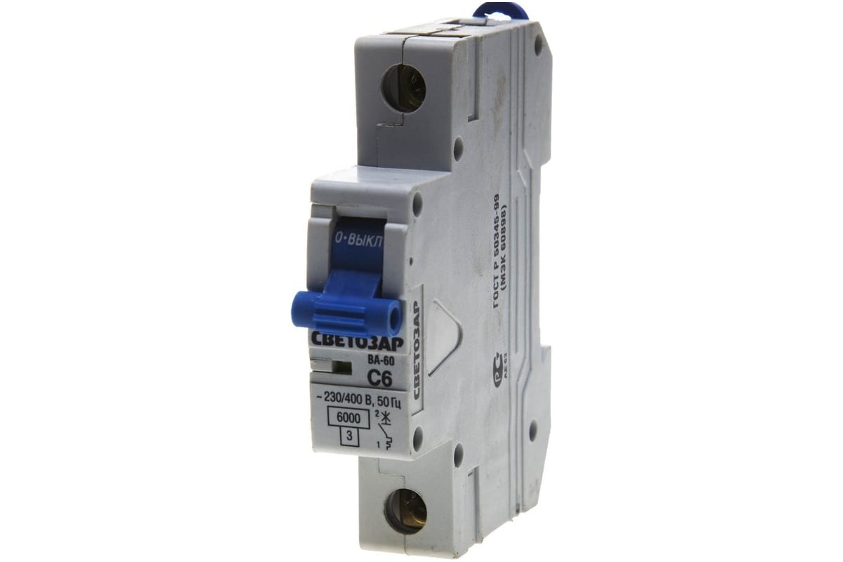Автоматический выключатель СВЕТОЗАР 1-полюсный, 6 A, C, откл. сп. 6 кА ...